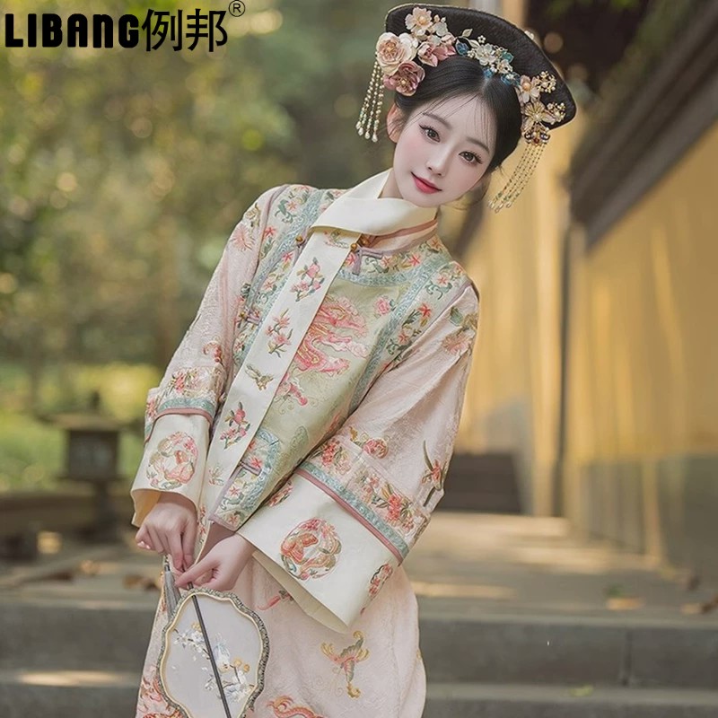 清朝格格服古装成人冬季清晚清女装汉汉服满族传统服装清代旗装