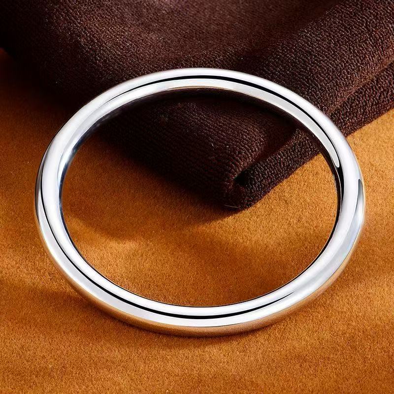 YZ056光面素圈银饰精品手镯无礼盒