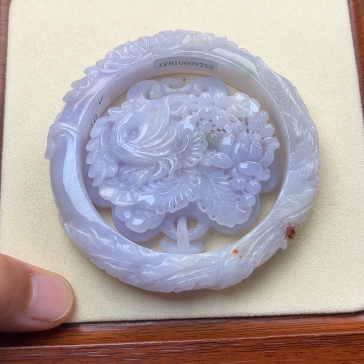 翡翠未镶嵌手镯60凤穿牡丹221