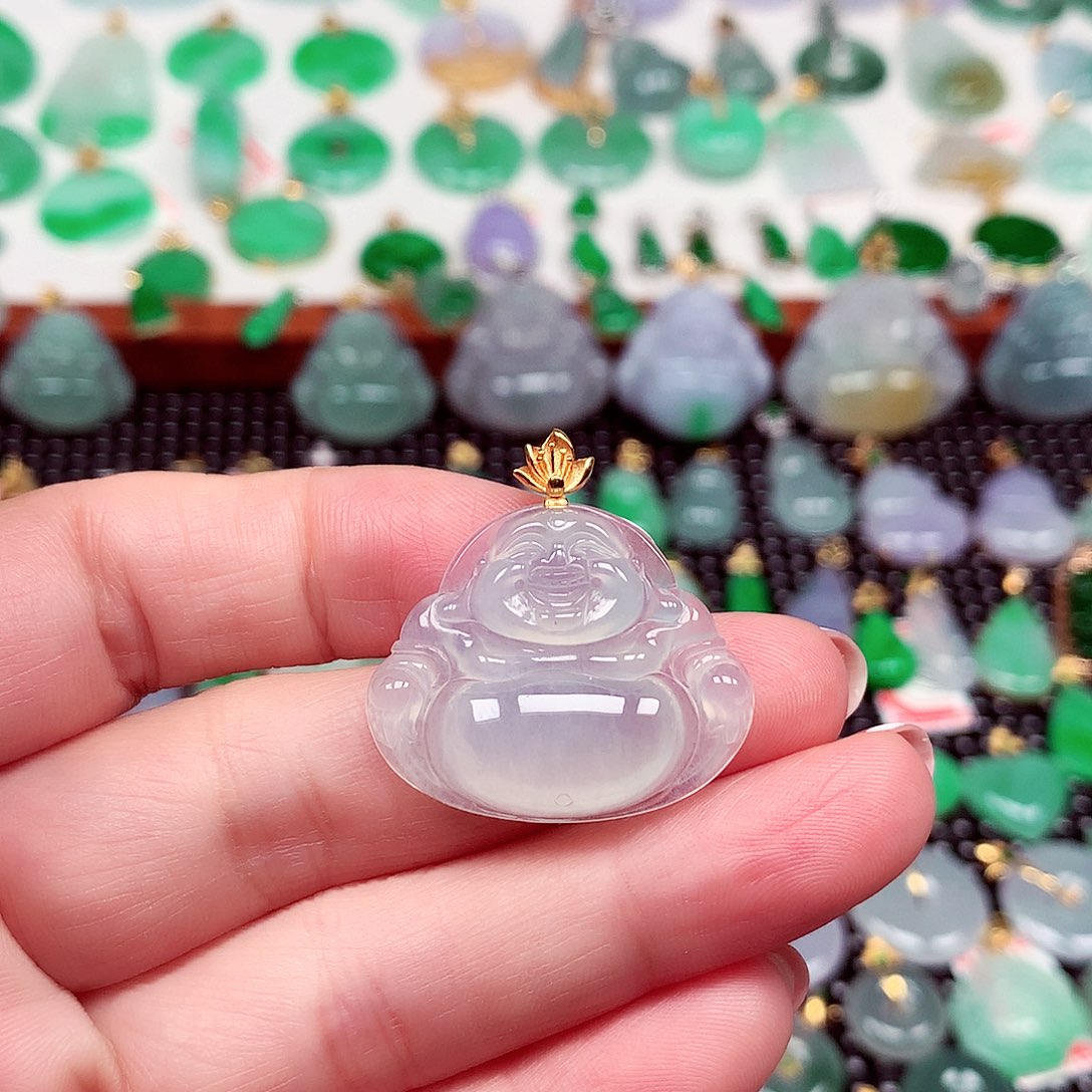 翡翠18K金镶嵌颈饰