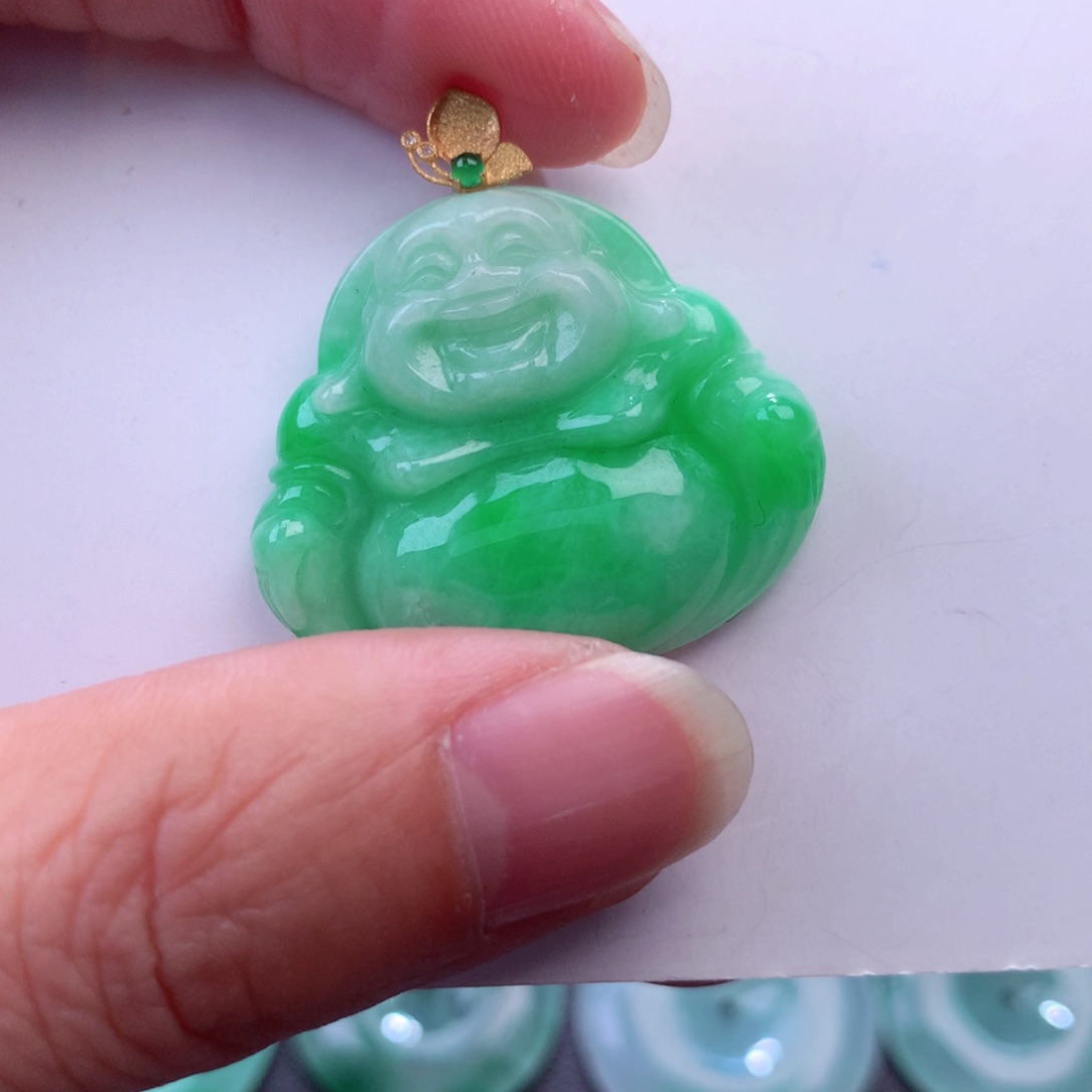 翡翠吊坠(不含链)18K金镶嵌