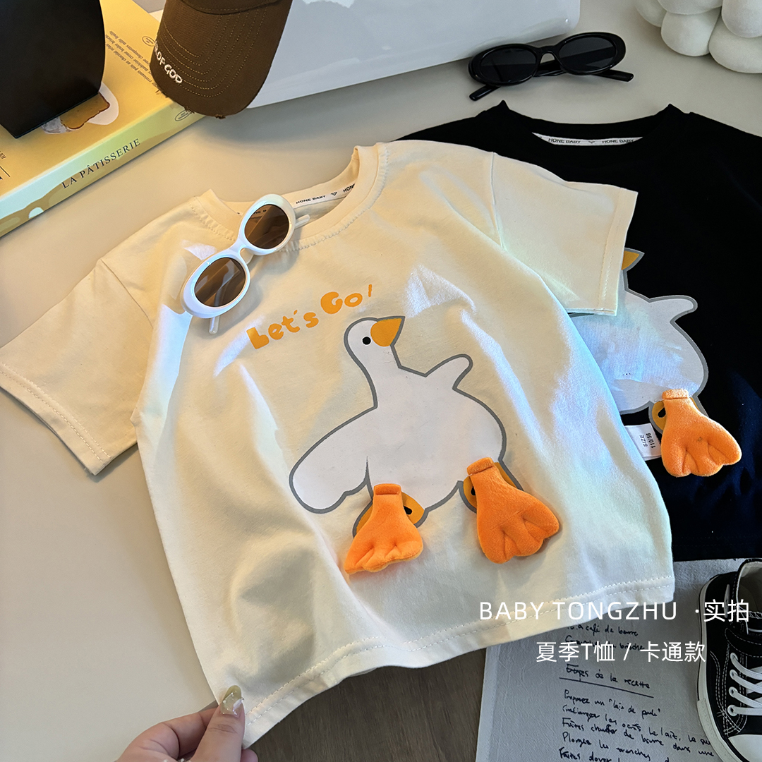 【亲子装100%棉】夏季儿童新款纯棉短袖T恤亲子卡通公仔百搭上衣