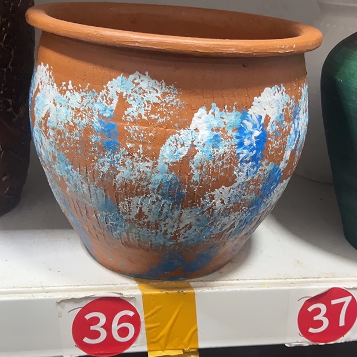 彩绘小缸高18口21带孔