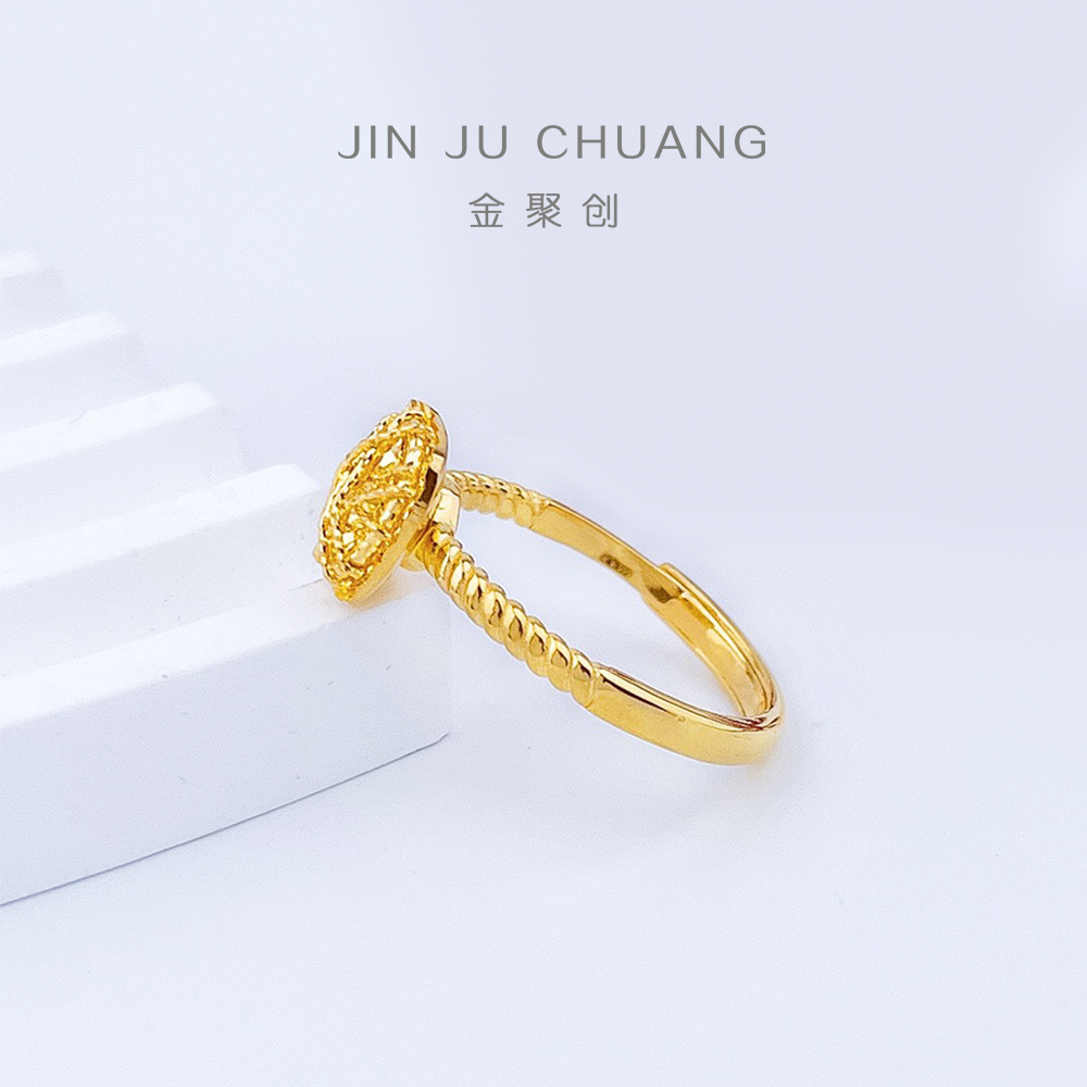 【水贝黄金】足金999活口5G黄金小方糖女戒爆闪精美时尚轻奢