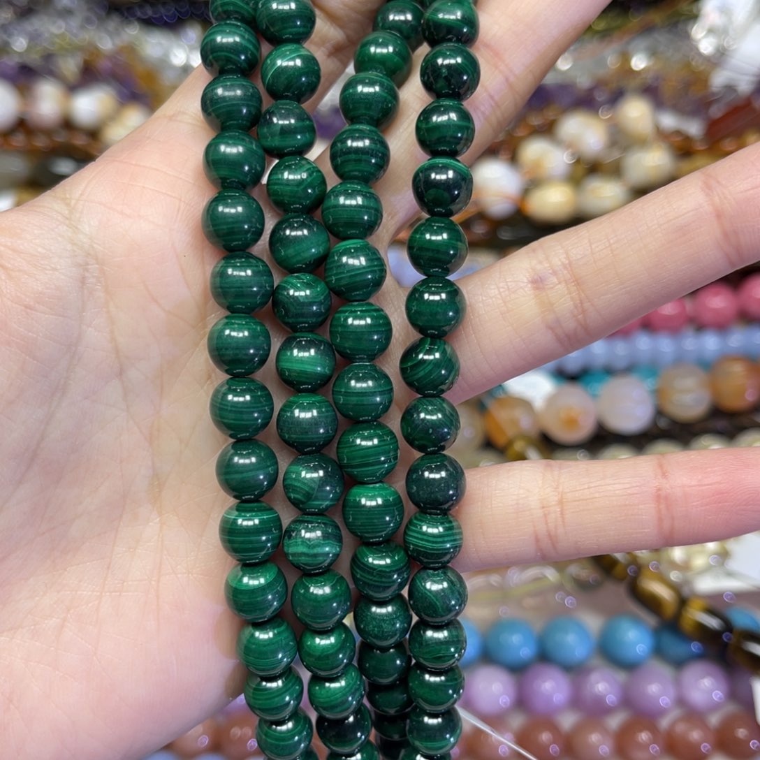 玛瑙/玉髓散珠天然孔雀石卡8.2长条38厘米