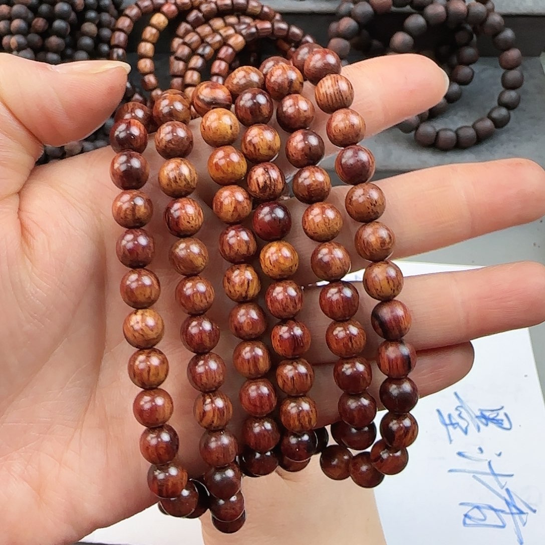 降真香手串/手链0.8×108海南红降黑金底满油