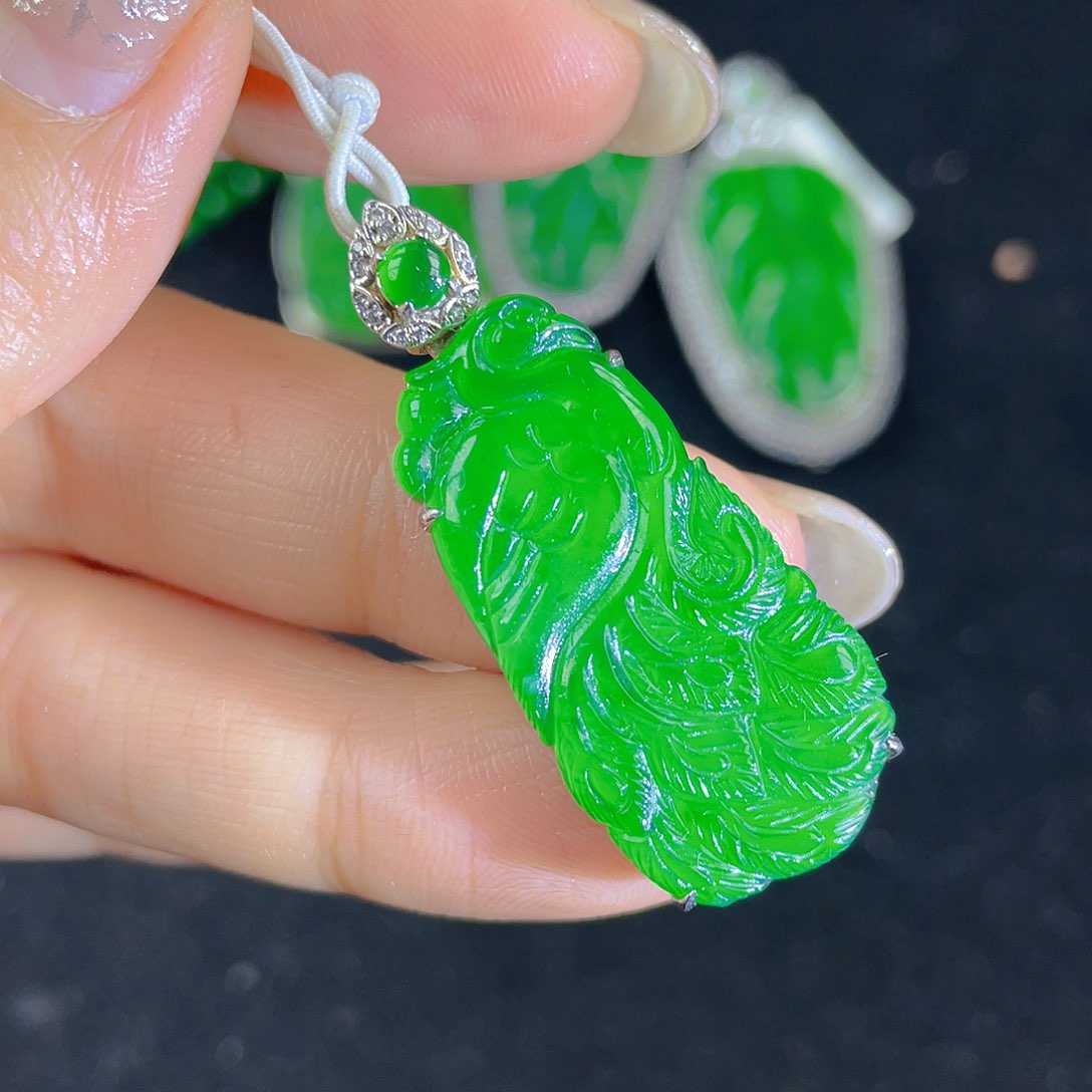 翡翠吊坠(不含链)银S925镶嵌