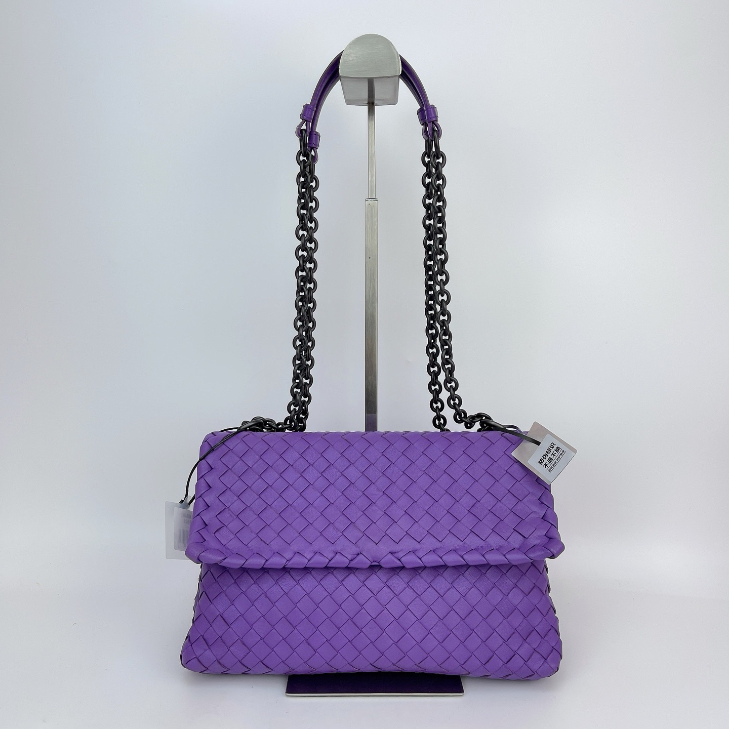 95新 BOTTEGA VENETA/葆蝶家 葆蝶家 紫色编织斜挎包底长25 M701