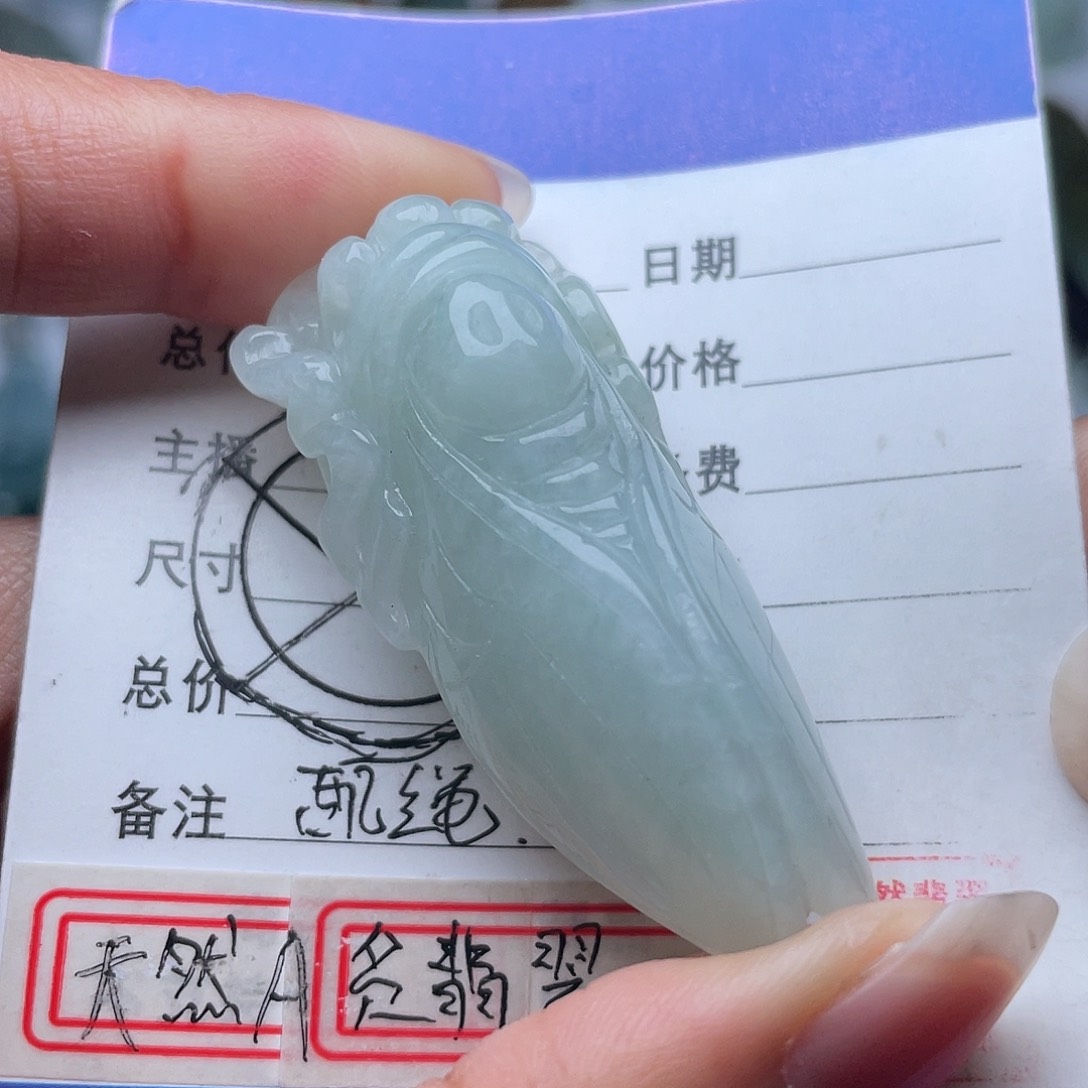 翡翠未镶嵌颈饰知了