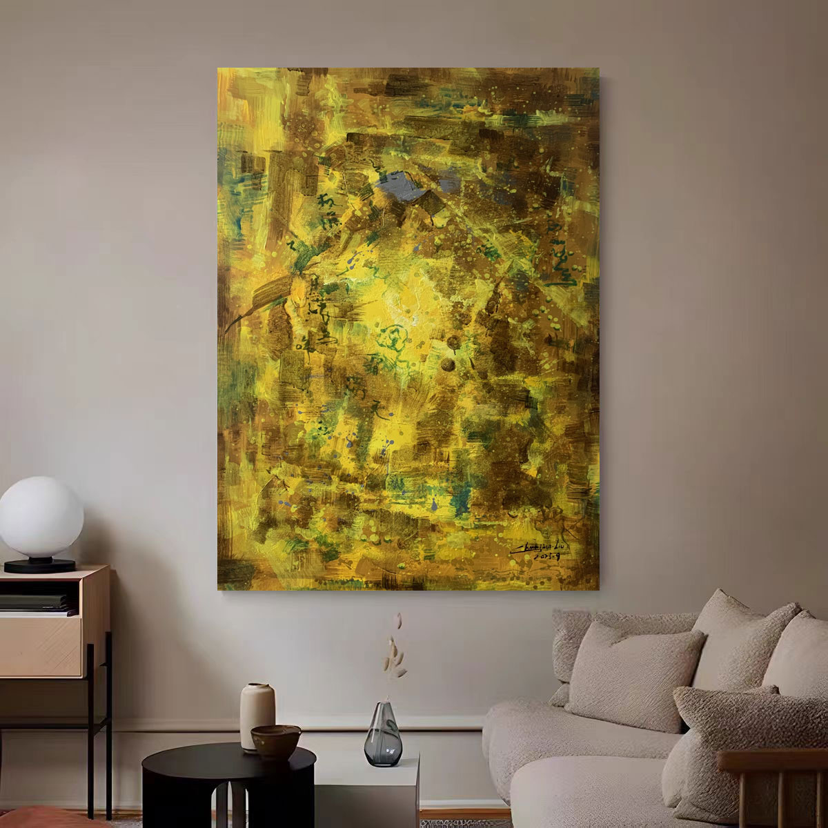 定金《金韵流彩》80*120含内框刘春建手绘油画装饰画客厅背景墙挂画