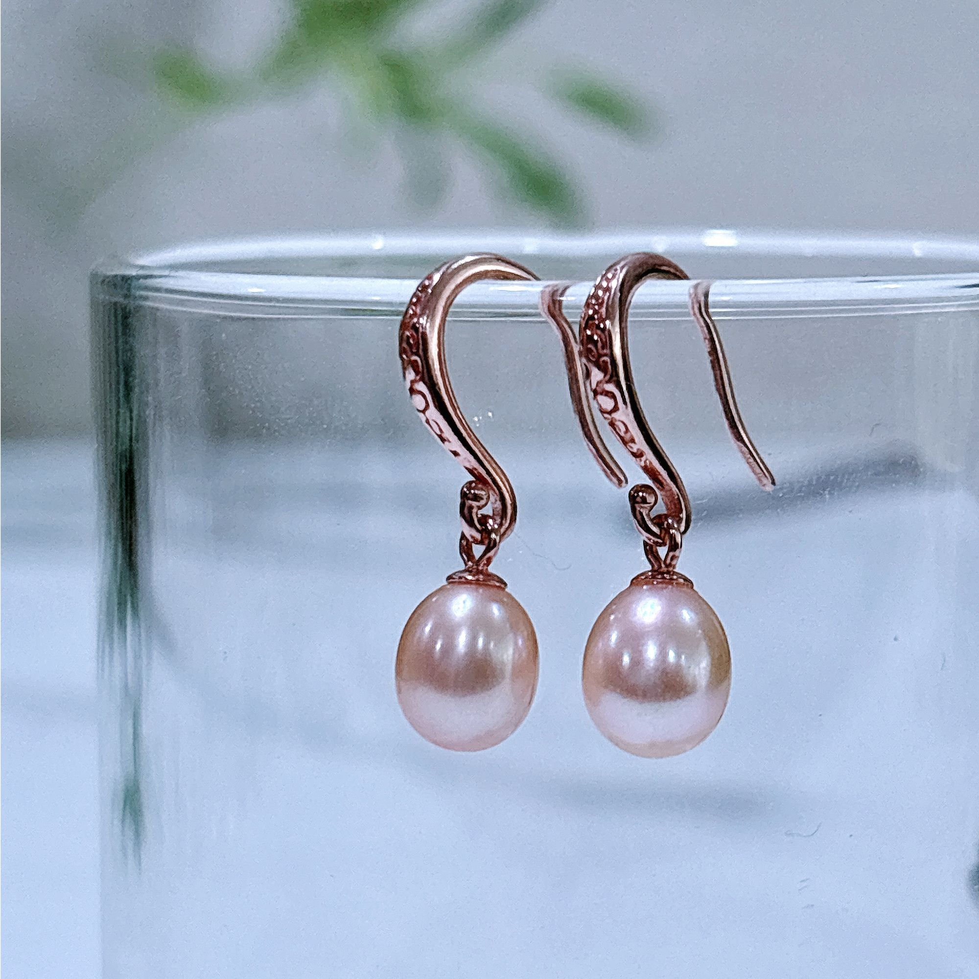 龙瑞珠宝-天然淡水珍珠耳坠s925银香槟金精美气质经典百搭时尚