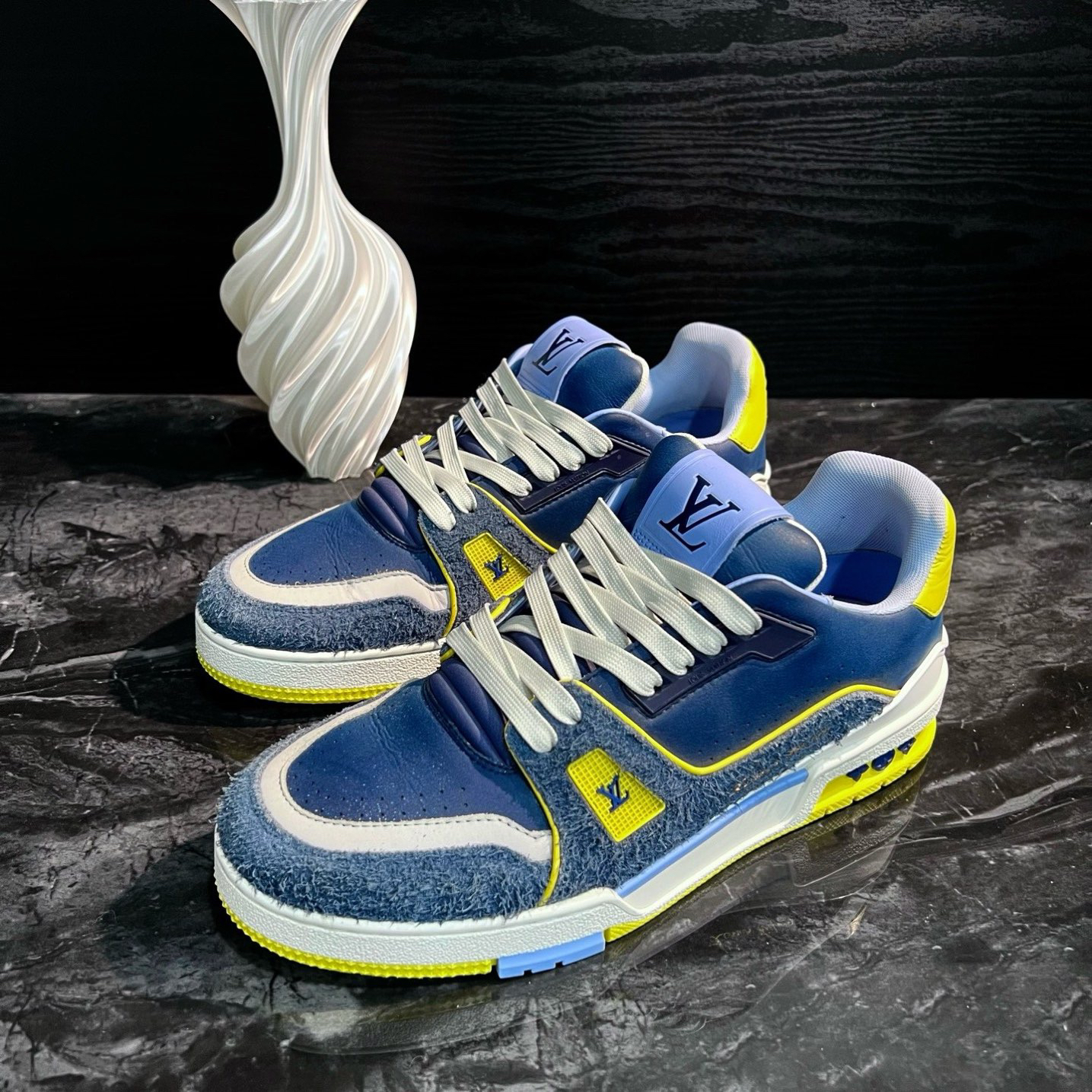 95新 LouisVuitton/路易威登 0950/41.5码/新黄蓝拼接Trainer板鞋
