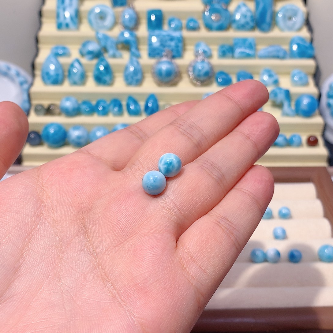 鹤***子针钠钙石（海纹石）未镶嵌珠宝半成品