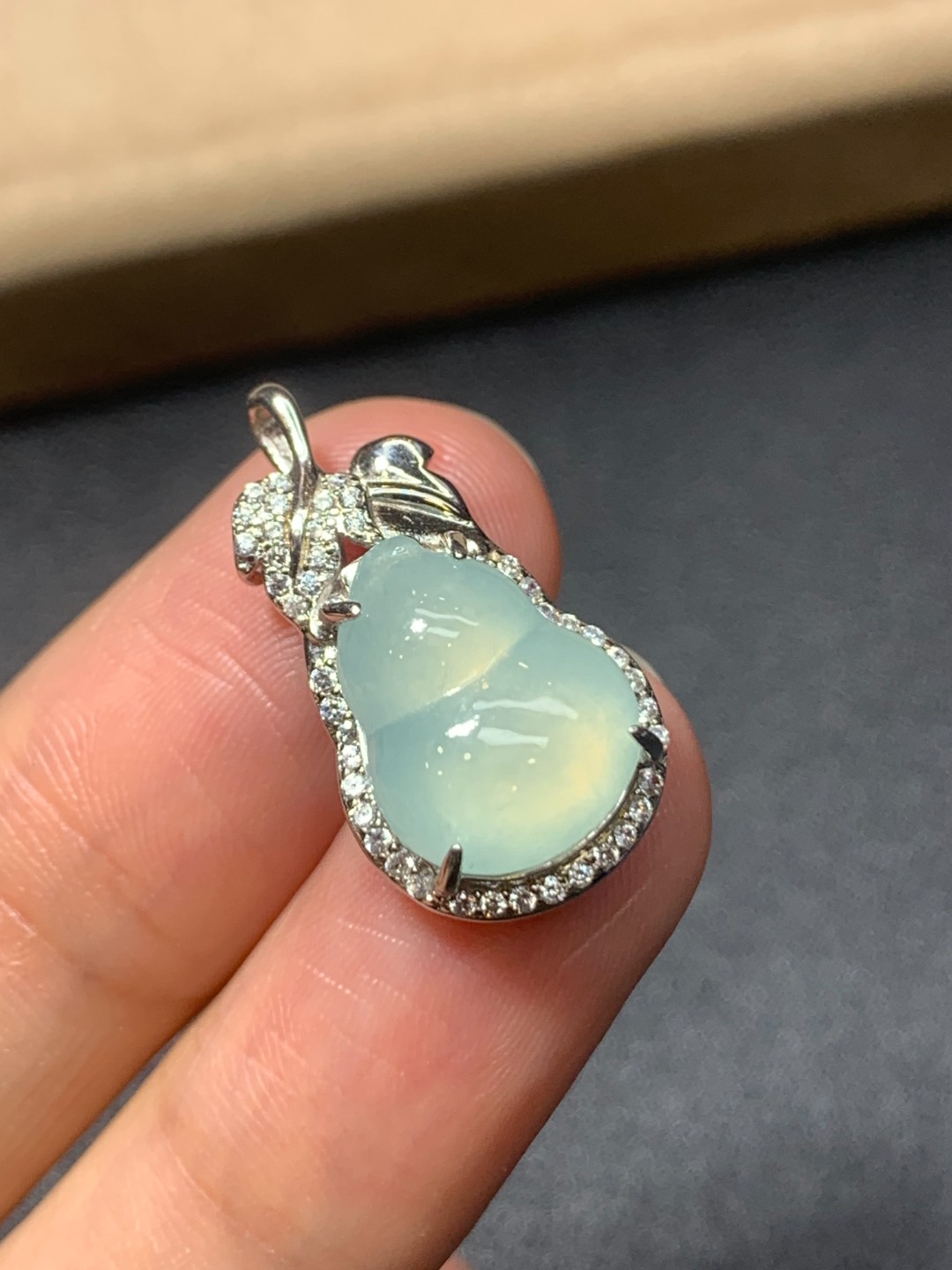 四会-（DH-89-1）葫芦吊坠-s925银镶翡翠吊坠挂件多样性发其一