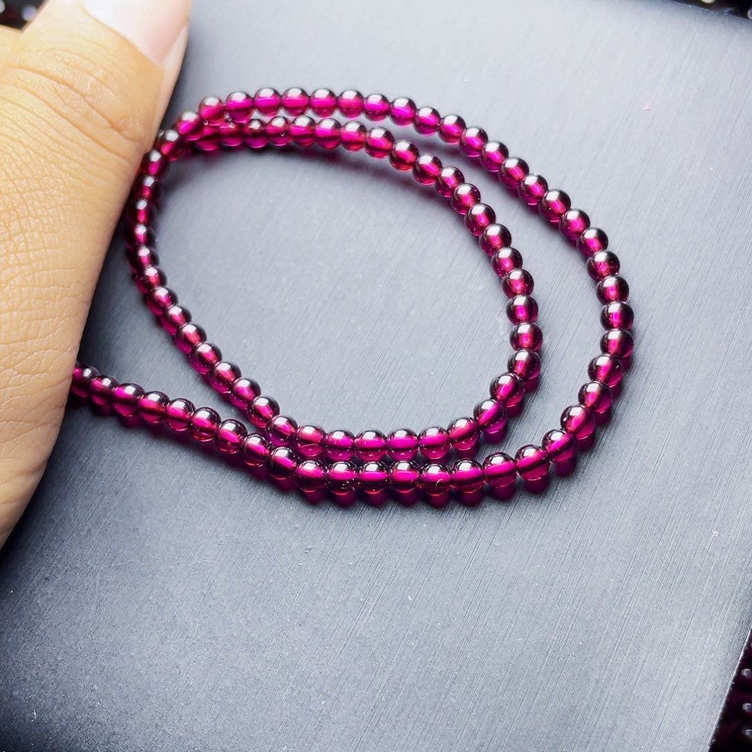 手链未镶嵌石榴石4.1MM毕业级紫牙乌两圈天花板10A级