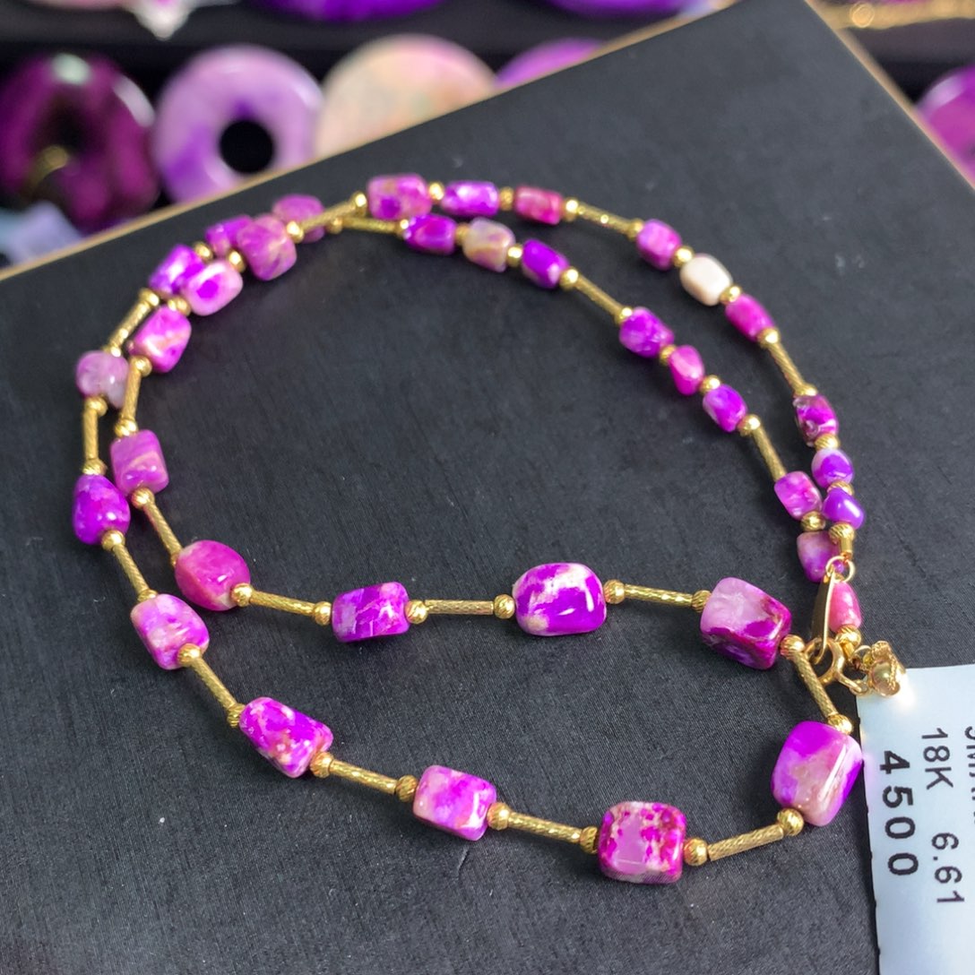 苏纪石（舒俱来）樱花红项链18k18K金镶嵌