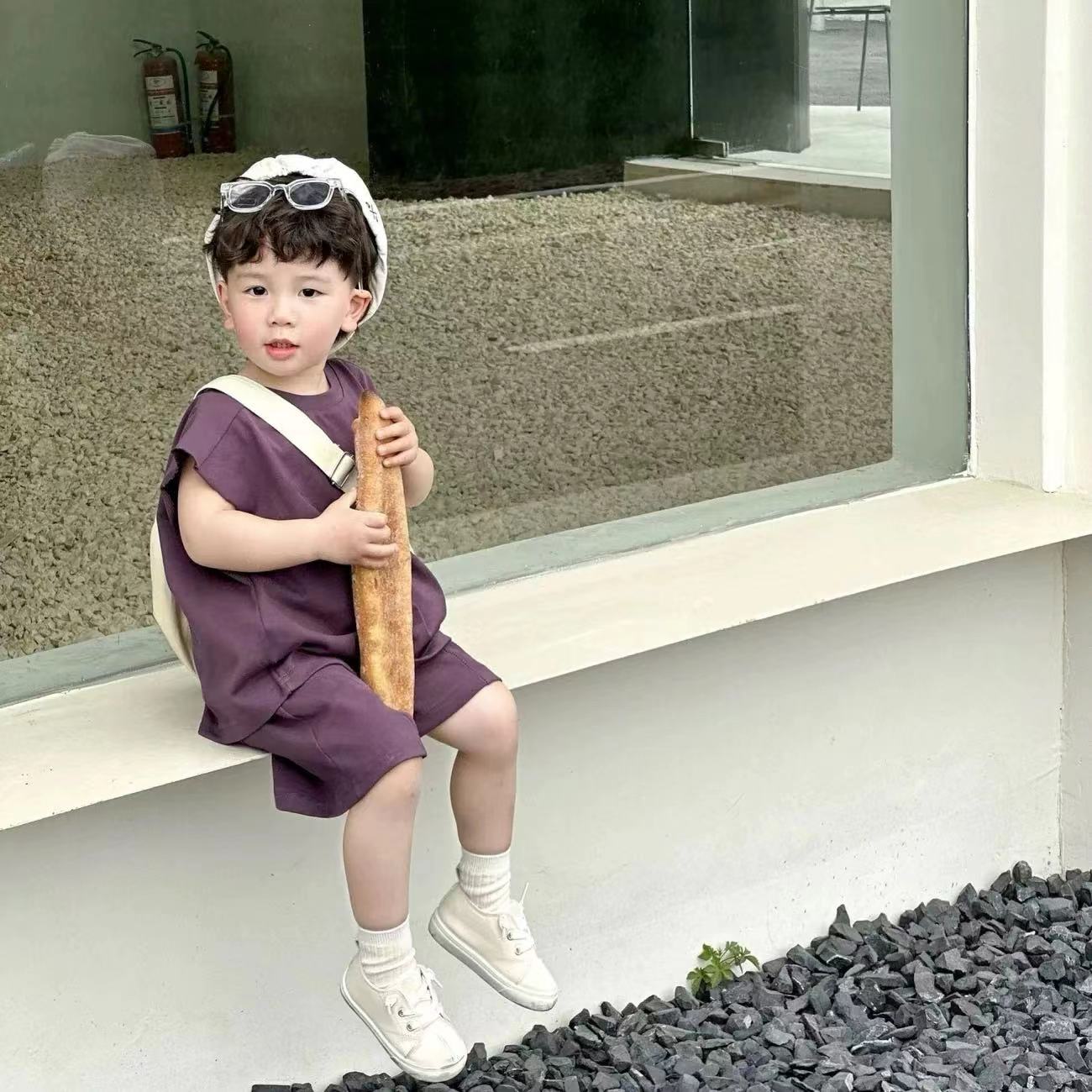 儿童2025夏季新款百搭休闲时尚卡通可爱满印套装B0411