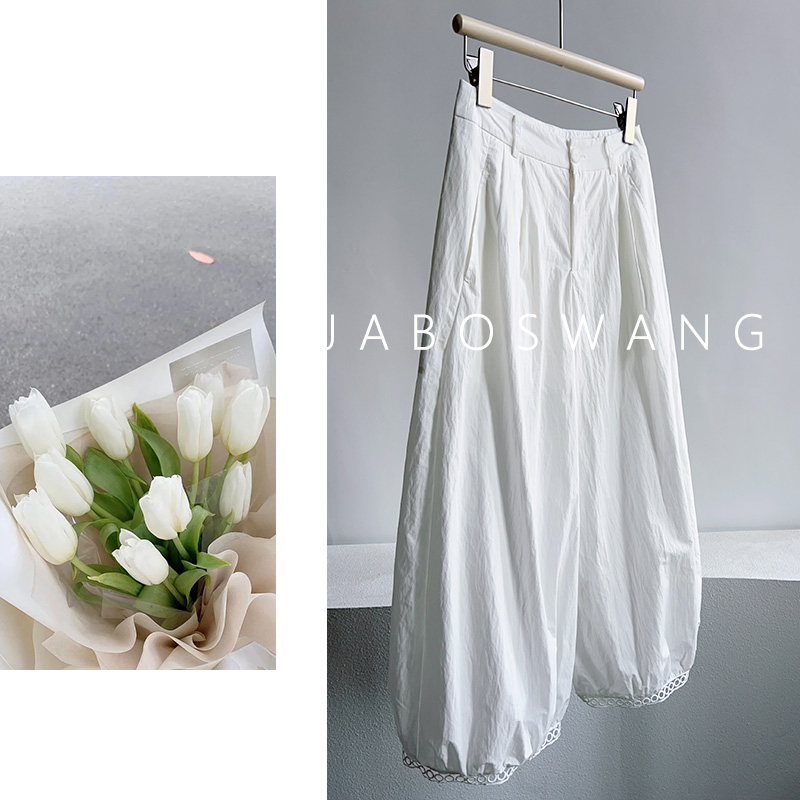 K251白色灯笼裤2025夏季新款时尚百搭高腰显瘦直筒裤