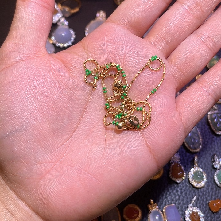 翡翠银S925镶嵌项链天然翡翠