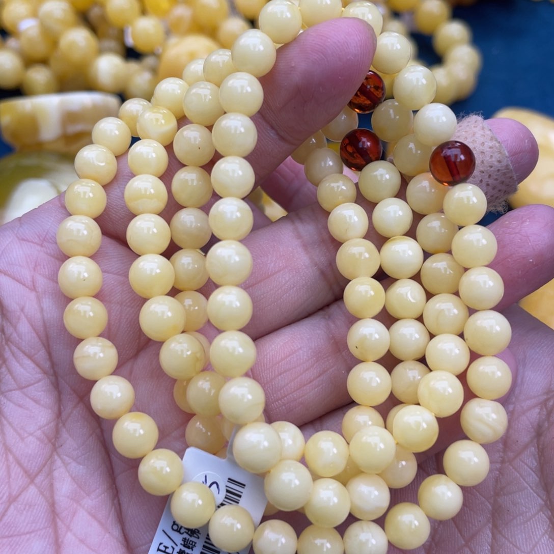 琥珀裸石未镶嵌琥珀蜜蜡108多圈7m m