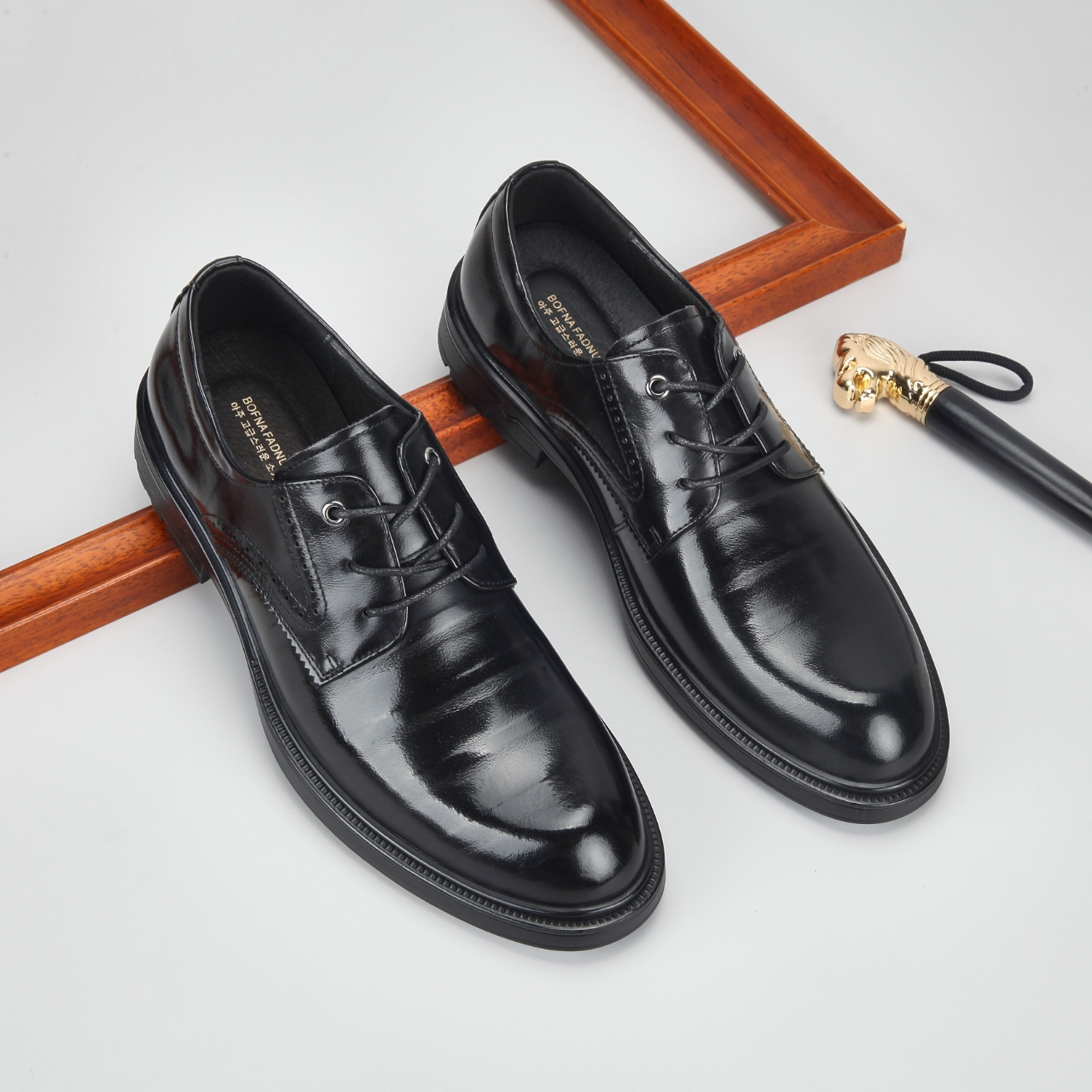2025商务正装皮鞋真皮厚底系带增高英伦高档男鞋透气男士德比鞋子