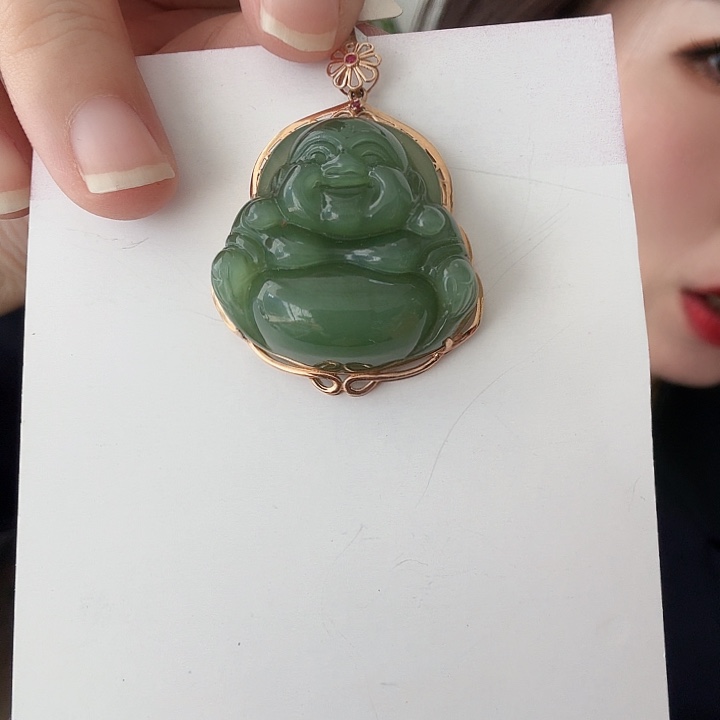 和田玉18K金镶嵌颈饰倩