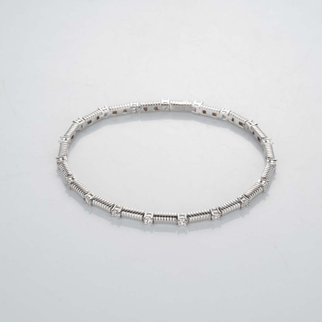 925银合成锆石手链 时尚气质白色满天星百搭手链