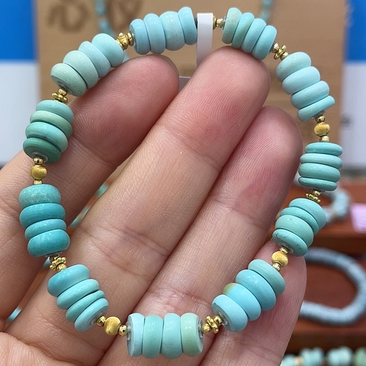 绿松石18K金镶嵌珠宝奇石