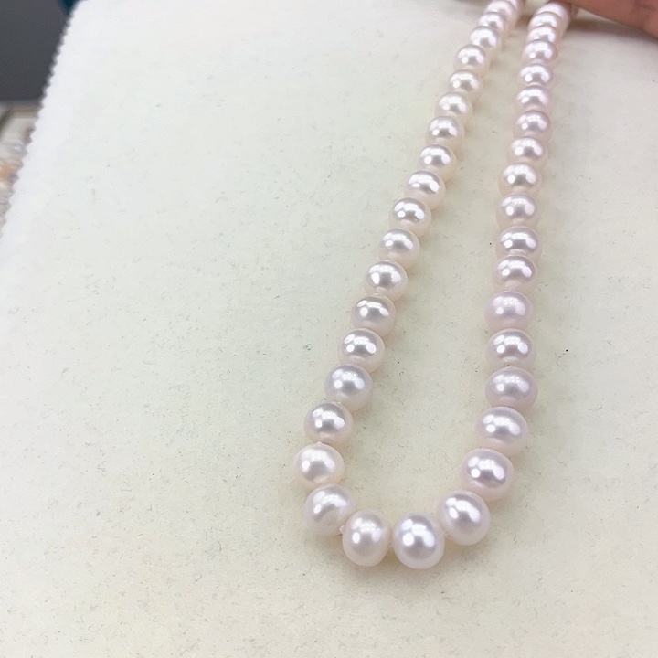 淡水珍珠颈饰银S925镶嵌卡9高品