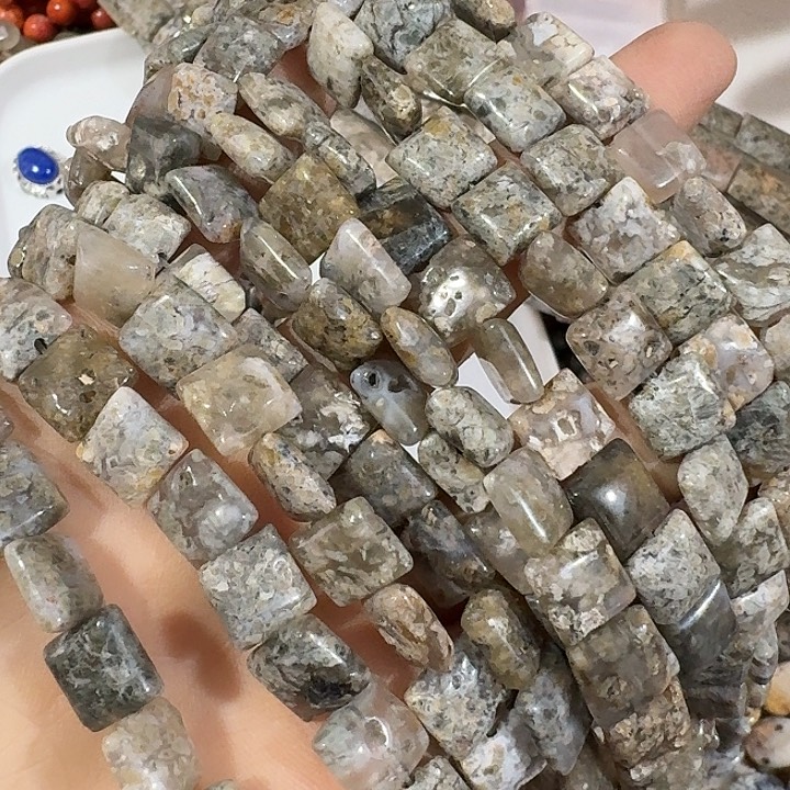 玛瑙/玉髓合金珠宝半成品一条竹叶小正方形