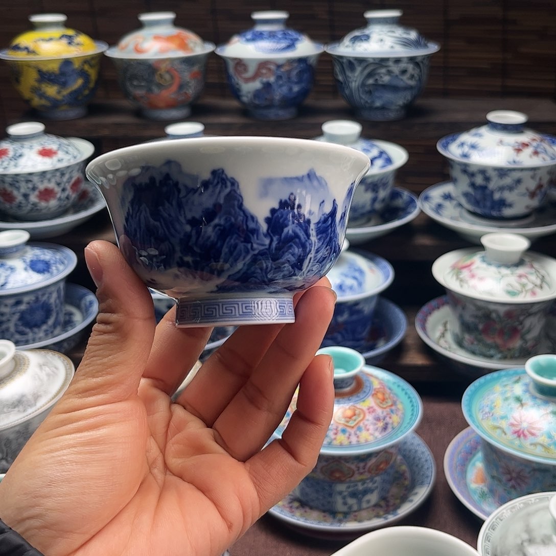 摆件陶景德镇陶瓷大压手杯