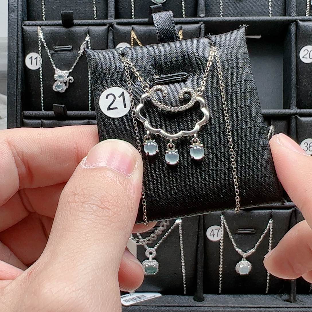 翡翠手链银S925镶嵌天然翡翠A货