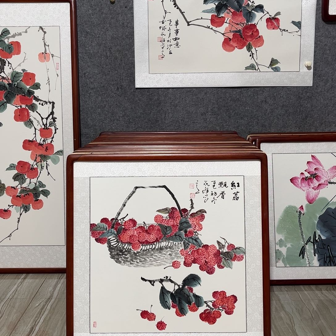 国画书画作品带框63×63