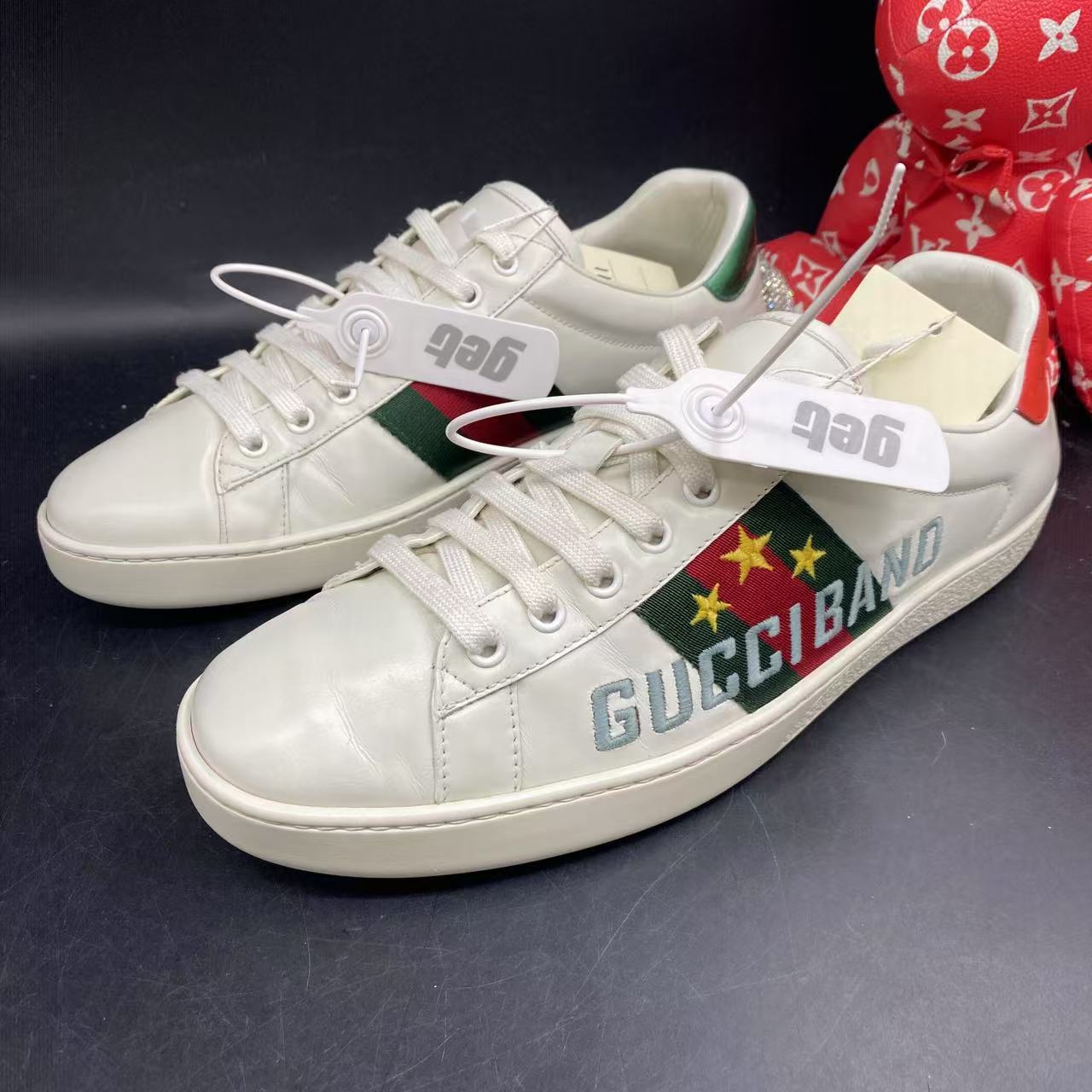 95新 GUCCI/古驰 旗帜五角星复古ACE时尚板鞋42欧码ddm1018