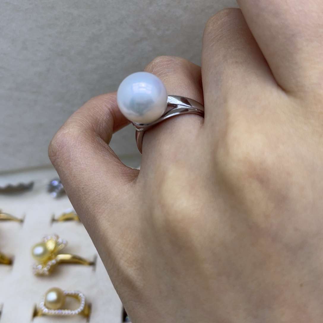 银S925镶嵌戒指淡水珍珠