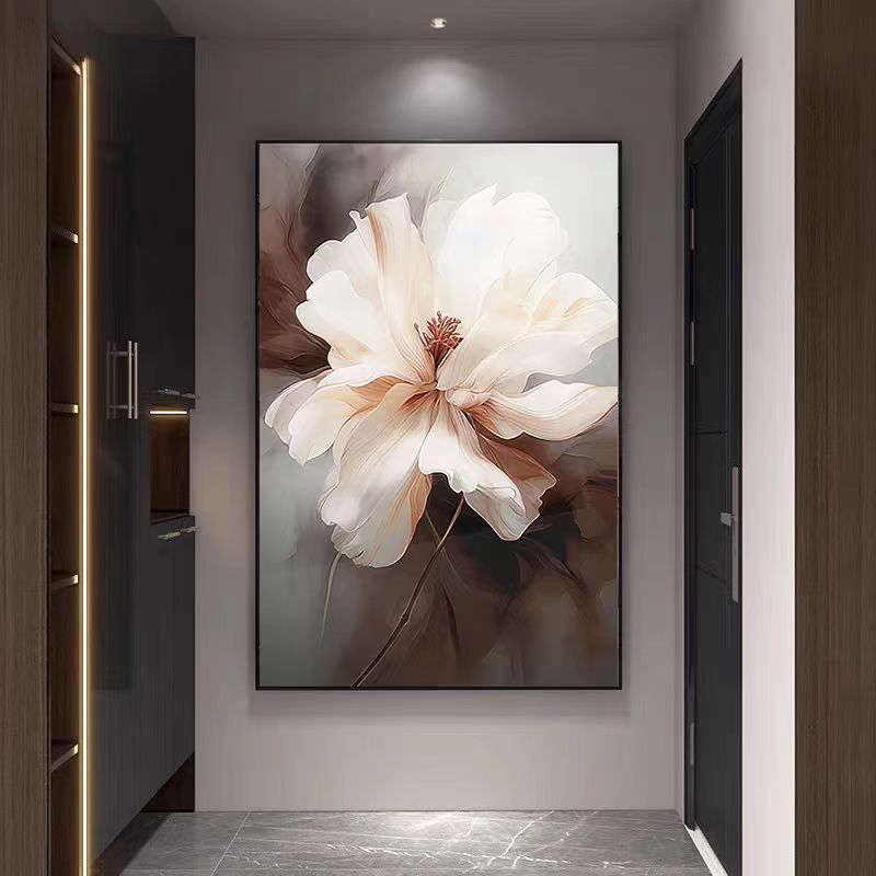 绽放芳华晶瓷哑光奶油风艺术玄关装饰画客厅沙发背景墙壁挂画