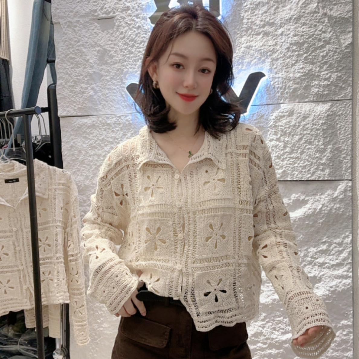2025新款花朵针织衫8132#