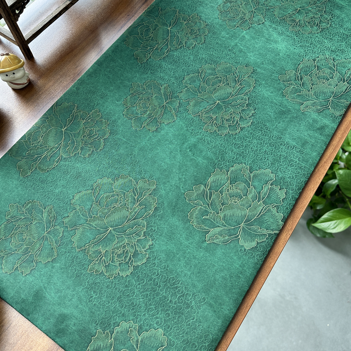 【凤穿牡丹】65×33双面香云纱茶席新中式复古高档茶席禅意鼠标垫