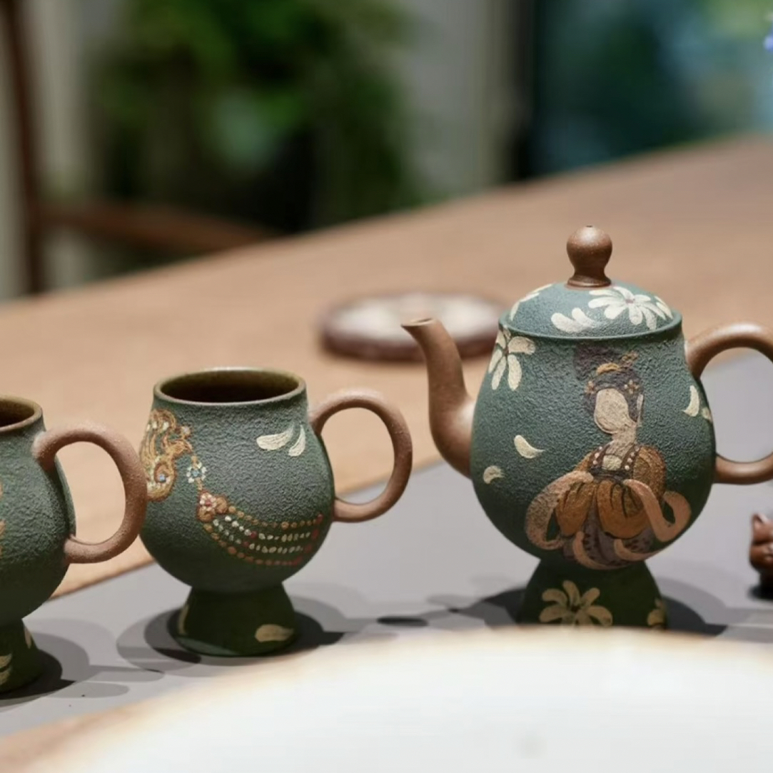 询价有惊喜刘素素原创手作宝钿唐砂40目金砂老段泥仕女图唐风系列