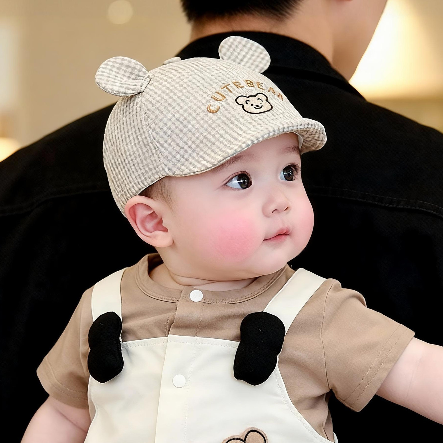 婴儿帽子春秋季薄款宝宝鸭舌帽洋气贝雷帽可爱遮阳帽婴幼儿男