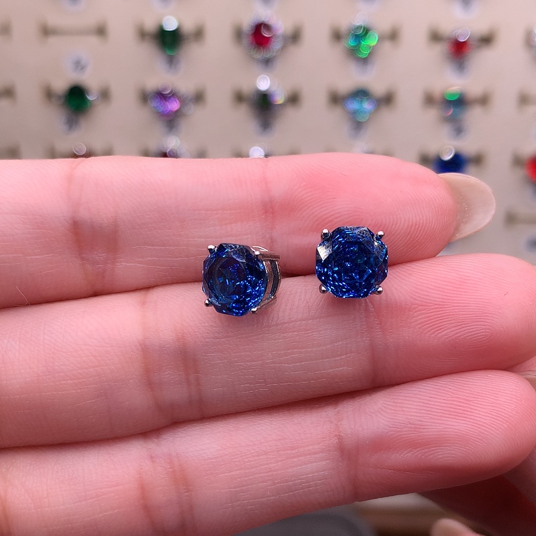 托帕石银S925镶嵌耳饰