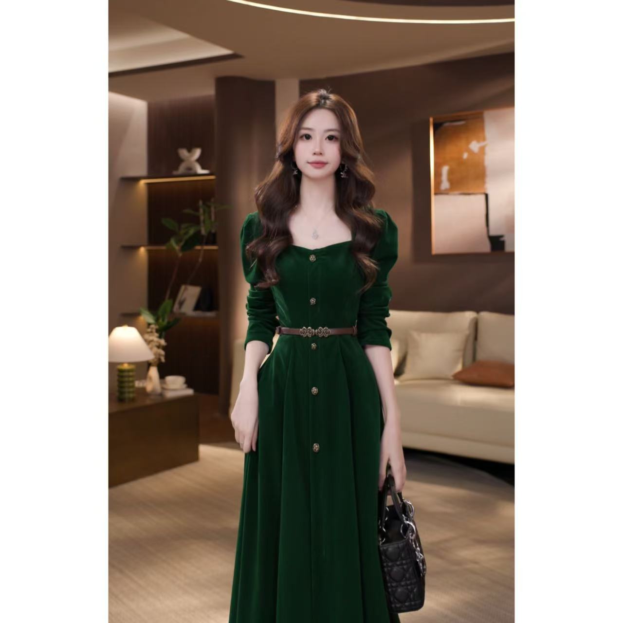 晓西【森林之子】秋季新款法式高级感长袖连衣裙-59166K