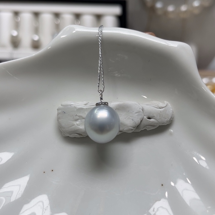 海水珍珠吊坠(不含链)18K金镶嵌12-13mm
