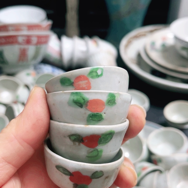 满****日常家用精美陶瓷四个小杯