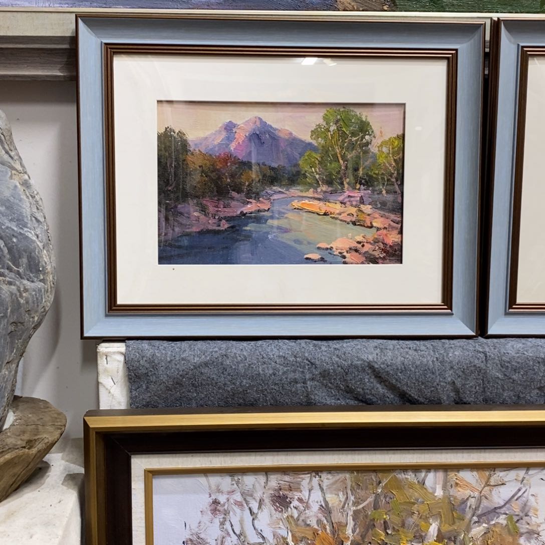 油画风景带外框外径尺寸47x 37 c m