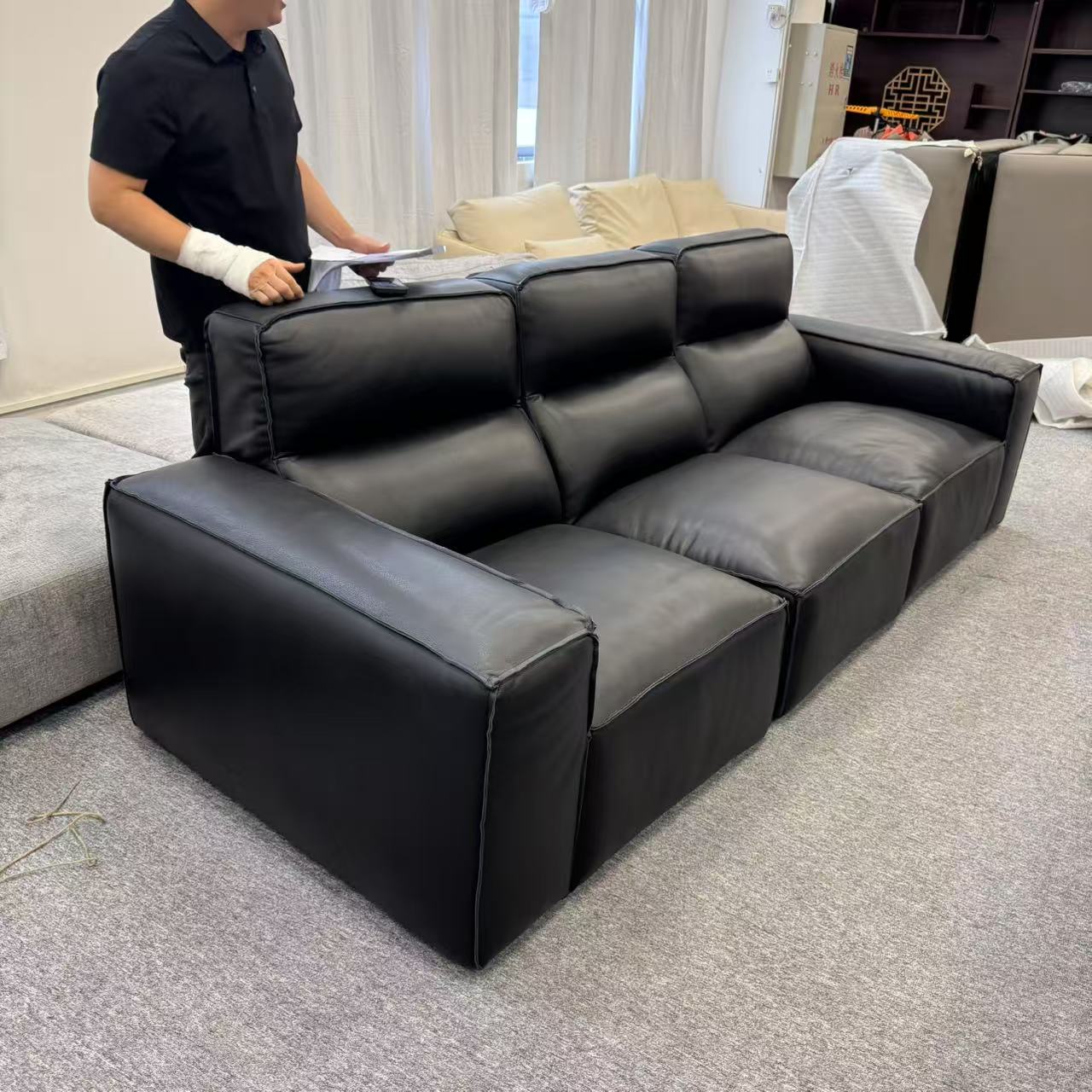 L161#270*100全真皮皮沙发【不包安装】库存尾货（八楼）