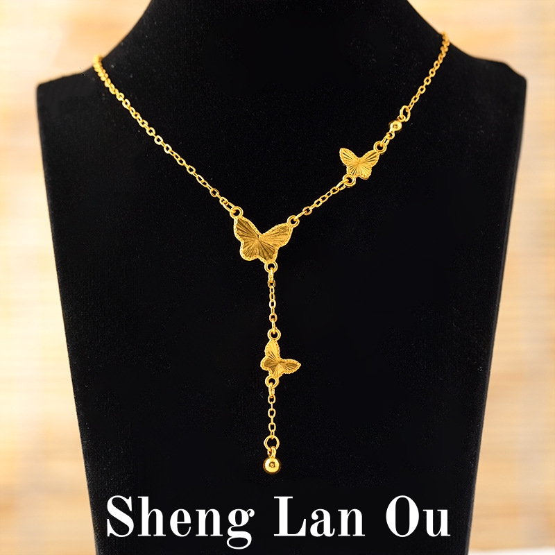 铜合金项链 新款蝴蝶流苏项链配饰女款高级感轻奢小众颈链锁骨链