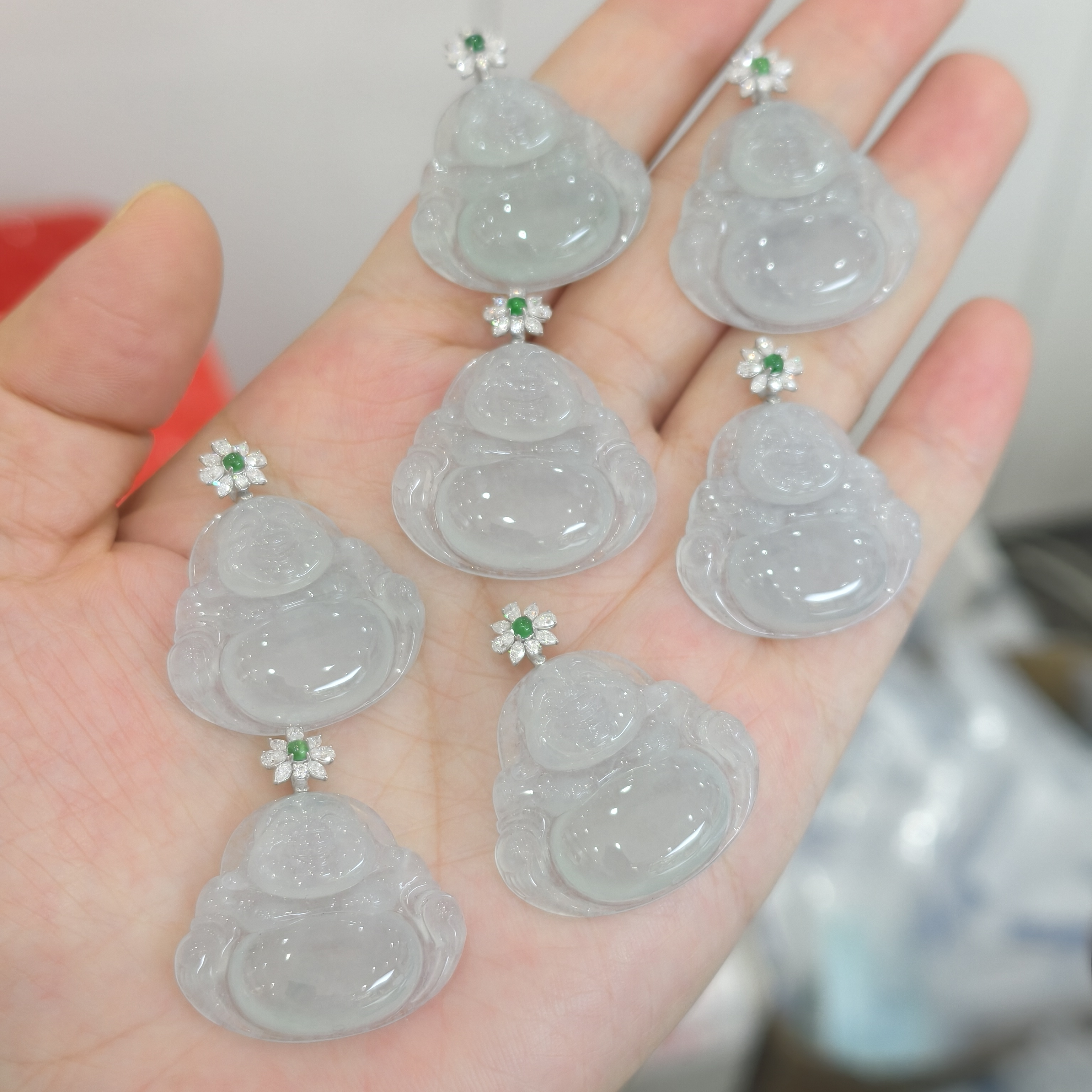 B24天然缅甸翡翠A货佛公18K金镶吊坠（多样性发其一）