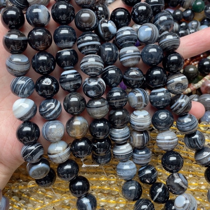 玛瑙/玉髓合金珠宝半成品一条14mm羊白眼