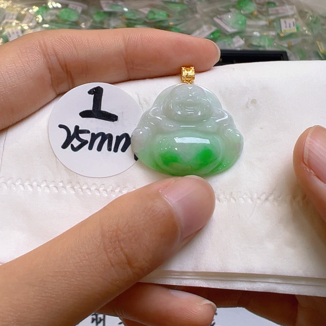 吊坠(不含链)18K金镶嵌翡翠